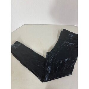 HUE‎ Womens Black Faux Leather Shiny High Waist Leggings Pants XL